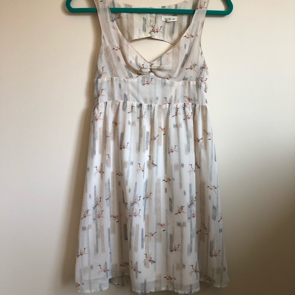Urban Outfitters Cream Dress w/ rose stork print - Picture 1 of 4